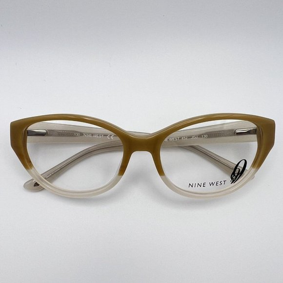 Nine West 0JGJ 00 Cat Eye Oval Full Flex Eyeglass Frames Camel Beige 53-16-130